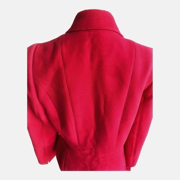 Tahari Bright Salmon Pink Black Studs Blazer Jacket Modern Size 10 - Picture 7 of 9